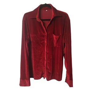 Elegant Red Velvet Shirt Size XL